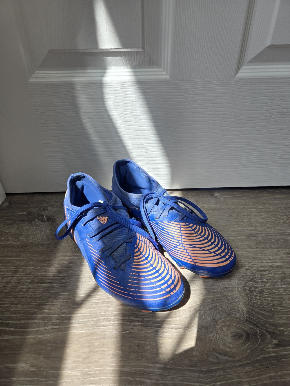 adidas Predator Edge.3 FG Junior Kids Blue Orange Sneakers Soccer Cleats 4.5US